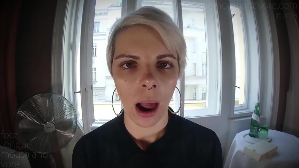 Cover Shy Young German Girl Licking Her Lips Whilst Staring Right At You (60Fps) - Foot Tongue Mouth and Vore