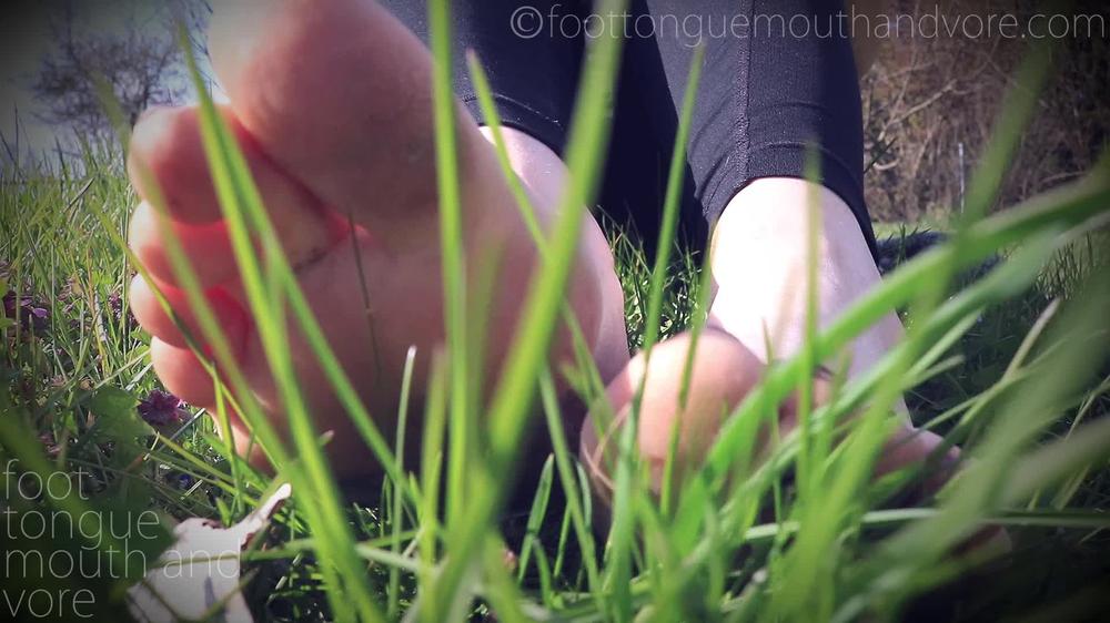 Cover Dirty Feet Outside: Walking, Grass & Flower Trampling & Showing Off Soles (Size 41 Eu - 8 Us) - Foot Tongue Mouth and Vore